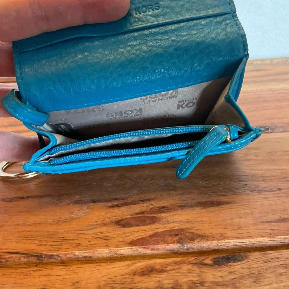 Michael Kors Blue Leather Wallet key chain
